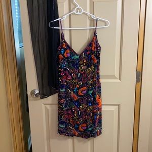 100% silk sequin short dress